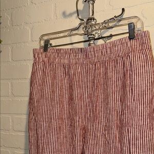 Old Navy pants linen rayon blend 2x striped pull on pockets soft elastic waist